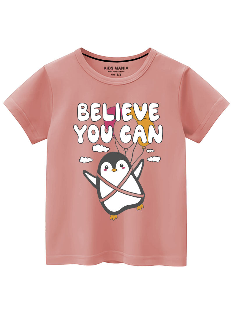 Believe You Can Breathable Cotton T-Shirt for Girls
