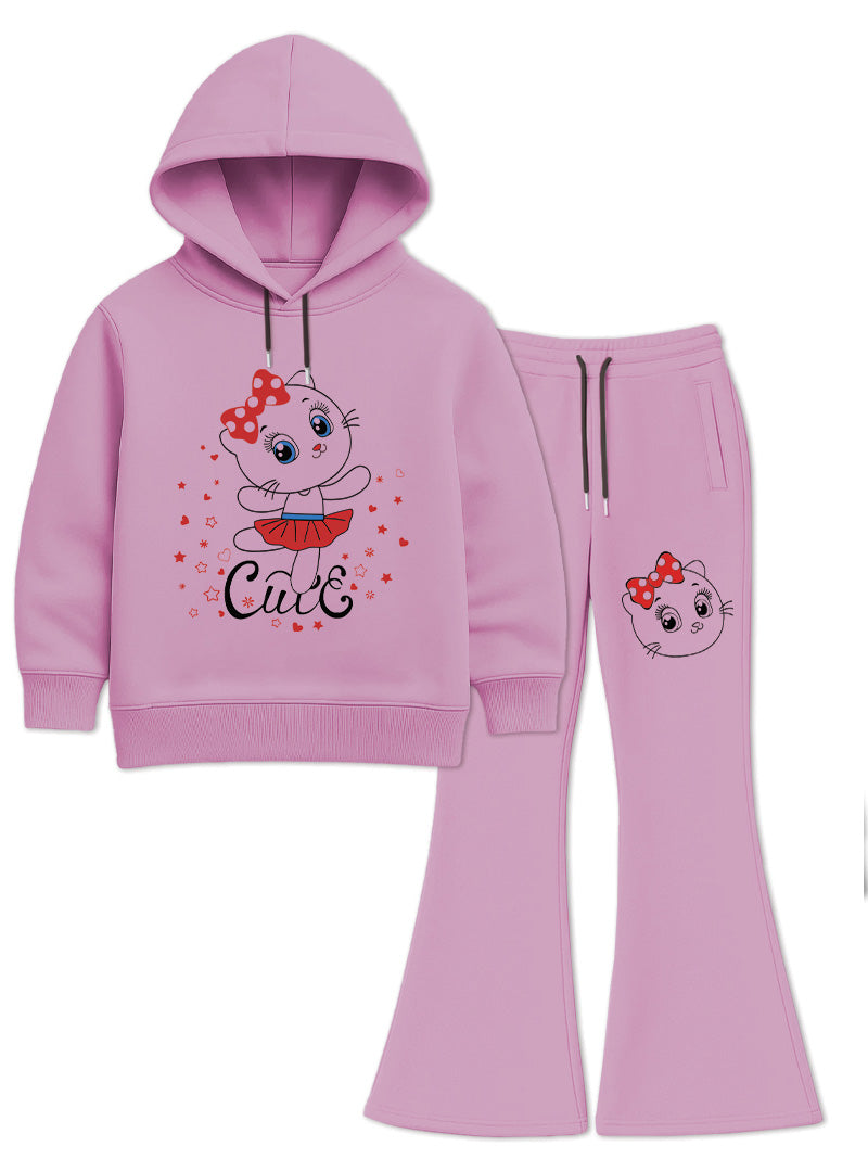 Cute Ballerina Hoodie and Flared Trouser Set