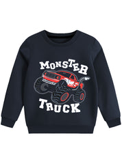 Monster Truck Graphics Printed Fleece Sweatshirt