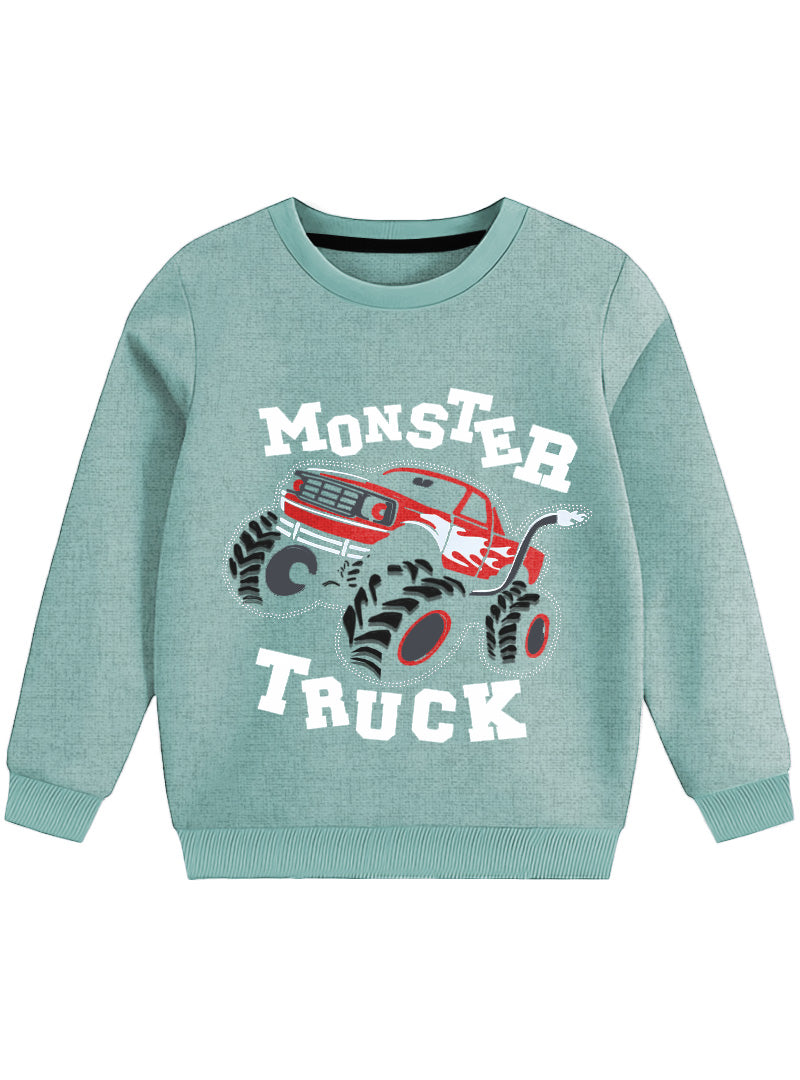 Monster Truck Graphics Printed Fleece Sweatshirt