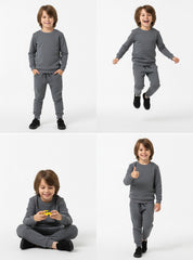 Classic Grey Winter Wear Tracksuit For Boys