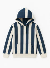 Chic Blue & White Boys Warm Hoodie with a Sporty Vibe