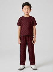 Boys Maroon Pattern Co Ord Set