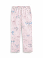 Girls Bow & Heart Print Trouser