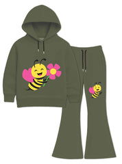 Girls Winter Hoodie Set Busy Bee Blossom