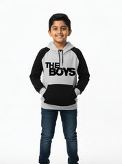 The Boys Winter Hoodie Gray and Black Fleece with Contrast Sleeves