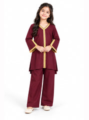Girl 2-Piece Set Burgundy Luxe Lace