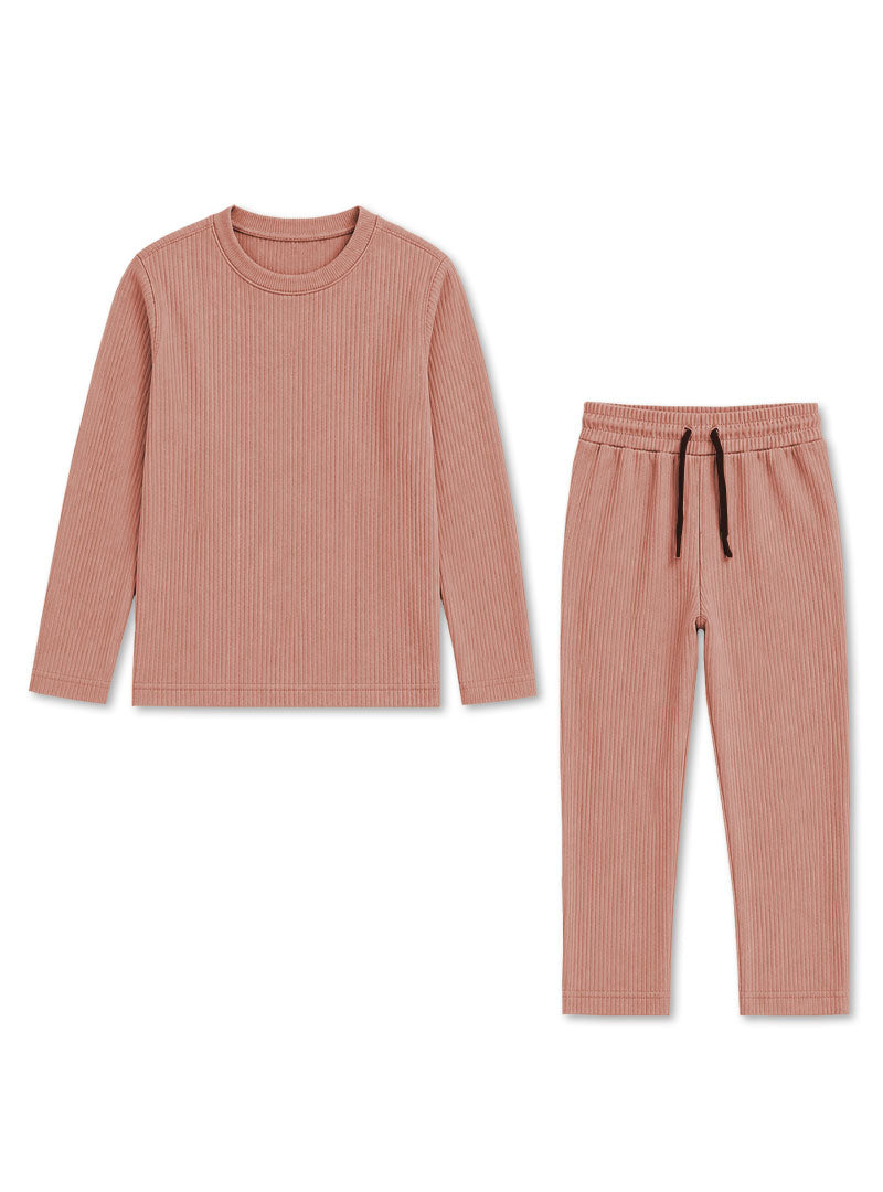 Kids Blush Ribbed Lounge Set