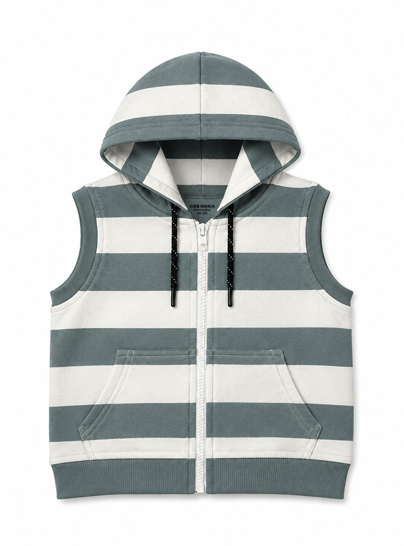 Boys Winter Sleeveless Hoodie Little Explorer Striped