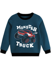 Monster Truck Graphics Printed Fleece Sweatshirt