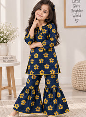 Girls 2- Piece Suit Navy Daisy Charm