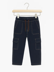 Navy Blue Boys Cargo Jeans – Fashionable & Comfy Fit