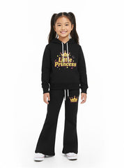 Little Princess Hoodie and Flared Trouser Set For Girls