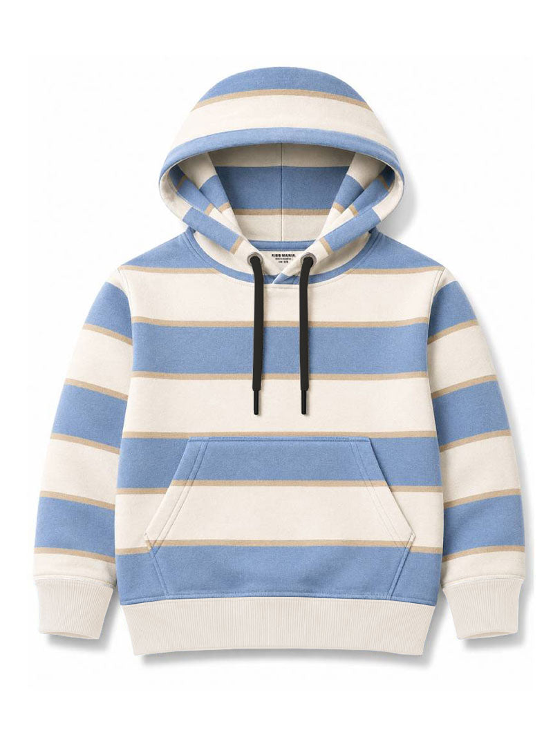 Boys Hoodie Sky Blue Contrast Stripe
