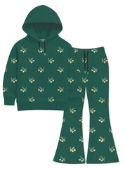 Girls Winter Hoodie Set Forest Bloom Flared