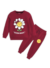 Girls Winter Set Burgundy Daisy Charm