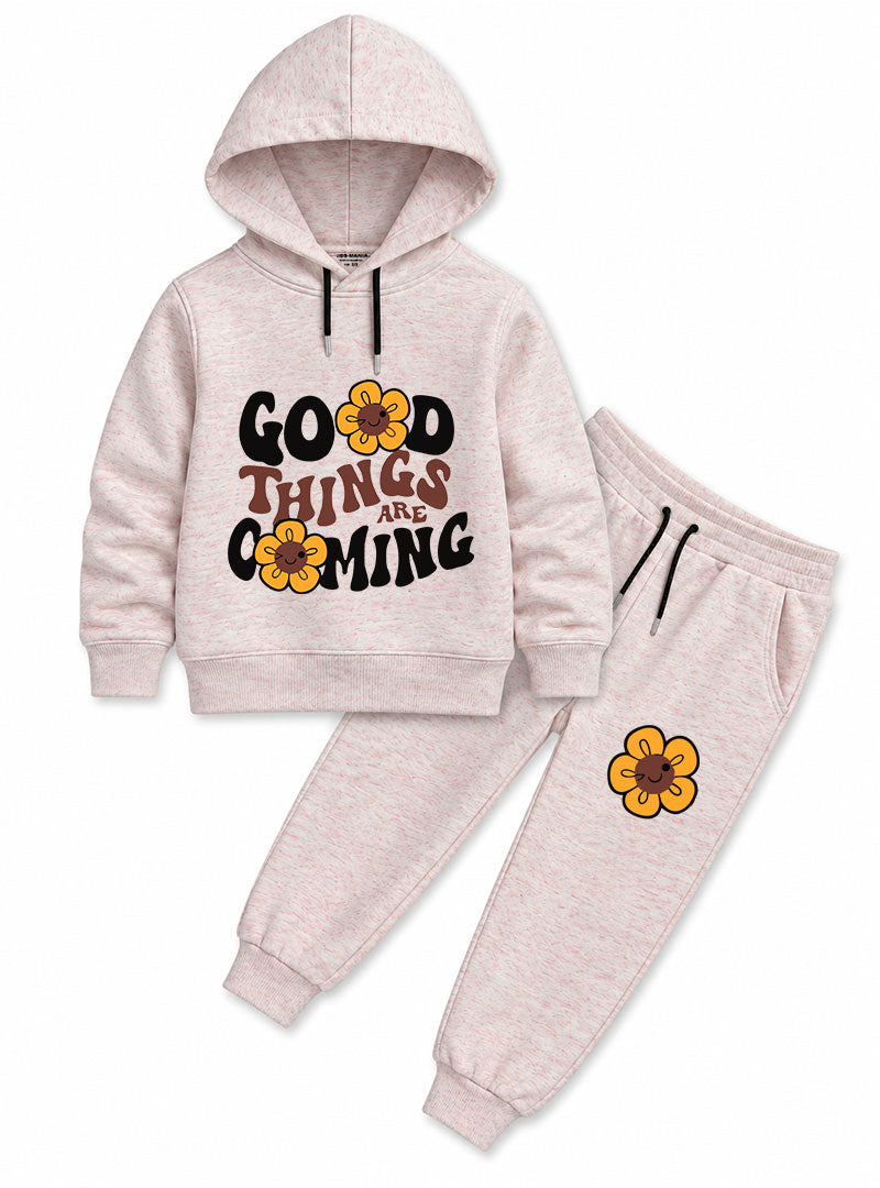 Girls Winter Hoodie Set Good Things Are Coming