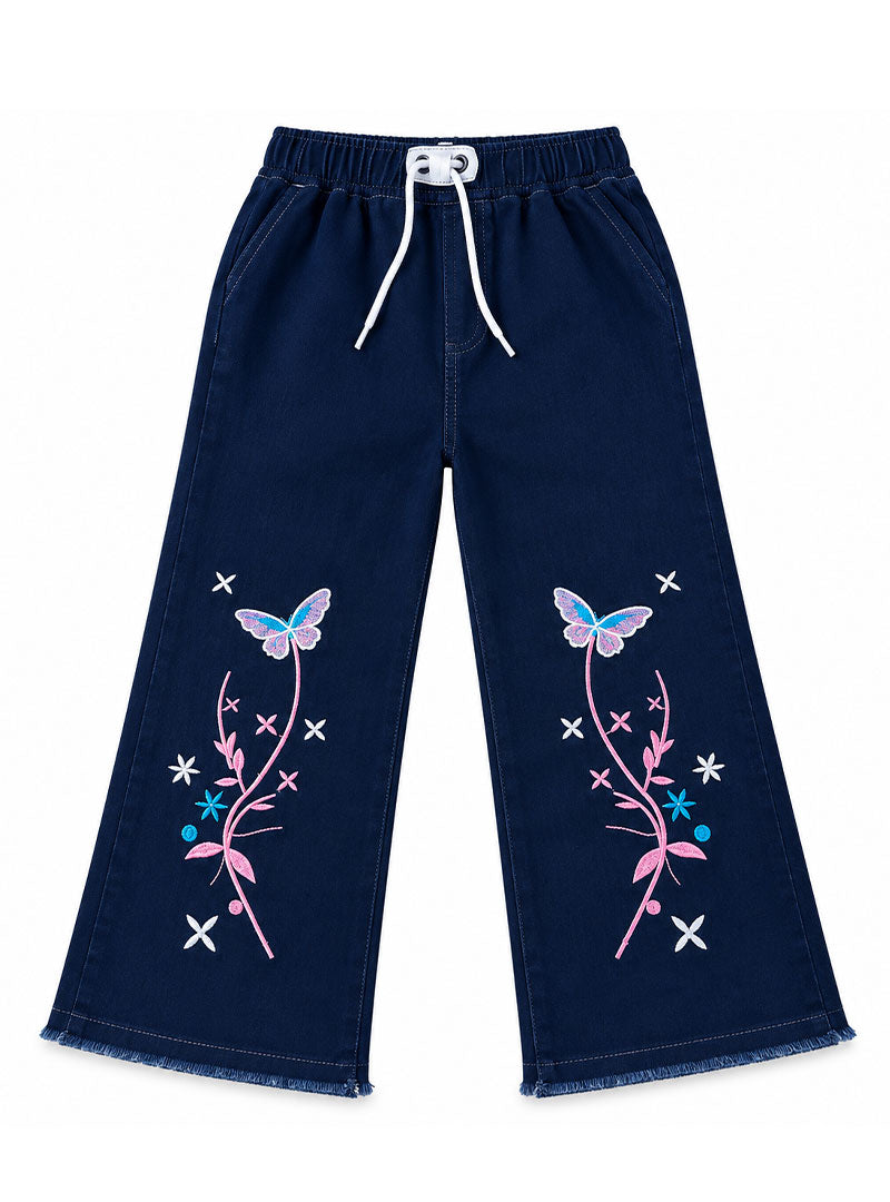 Girls Wide-Leg Jeans Pink Wings