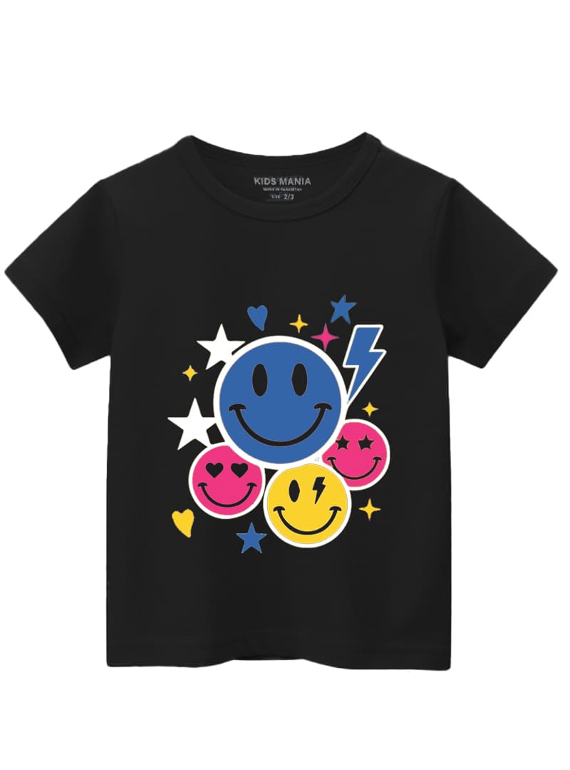 Always Keep Smile Emoji Black Soft Cotton T-Shirt