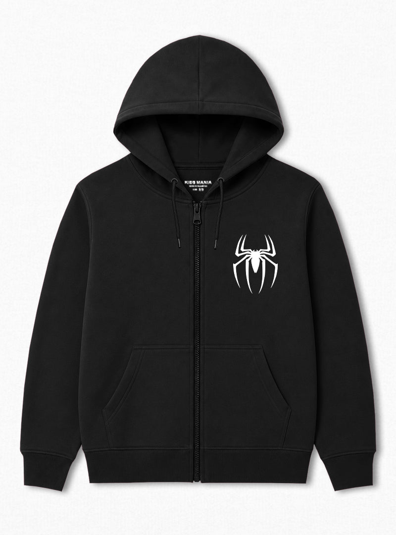 Boys Hoodie Zip-Up Web Warrior Black