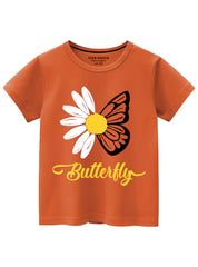 Butterfly Trendy Printed Cotton T-Shirts For girls