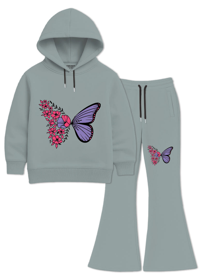 Girls Winter Hoodie Set Floral Butterfly Dream