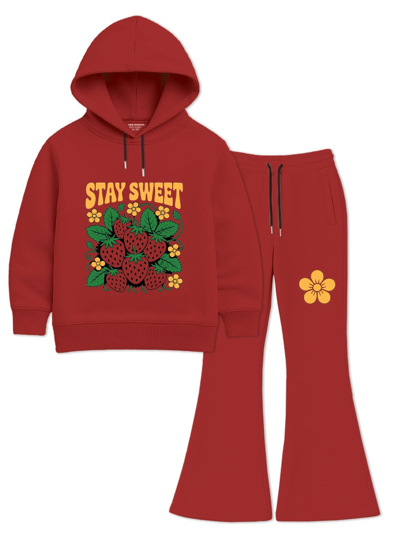 Girls Winter Hoodie Set Stay Sweet Strawberry