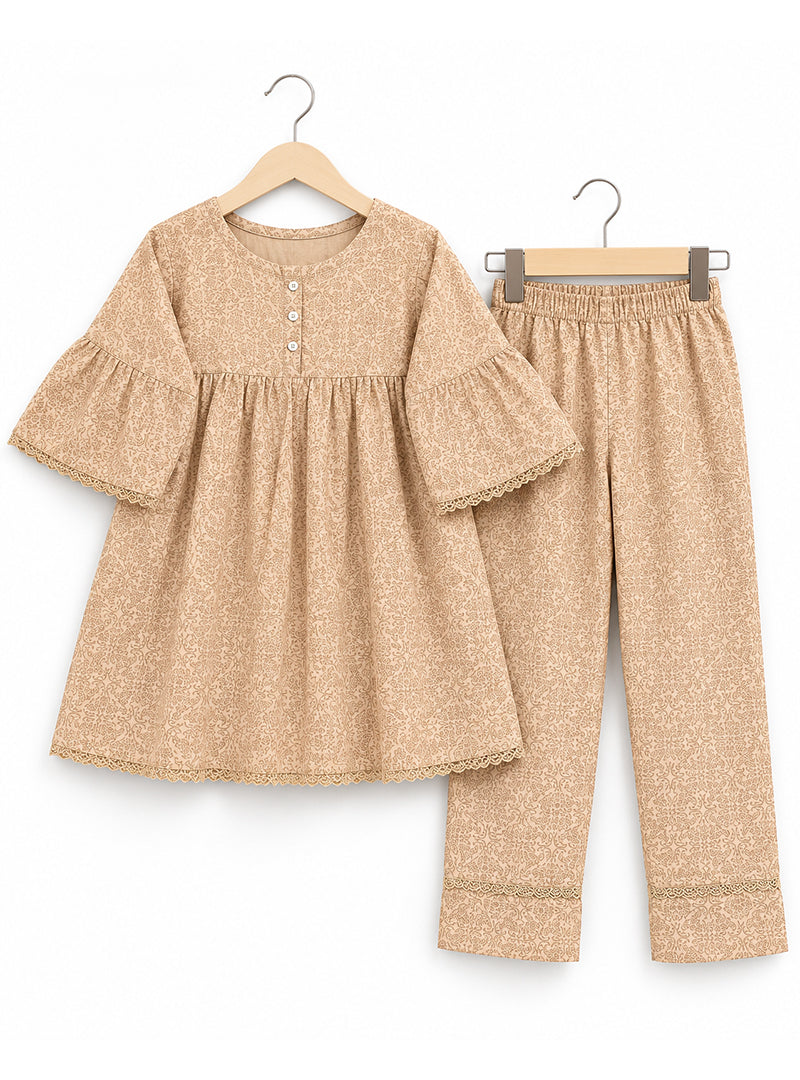 Girls 2-Piece Suit Sandstone Bloom