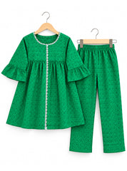 Girls 2-Piece Suit Green Grace Printed