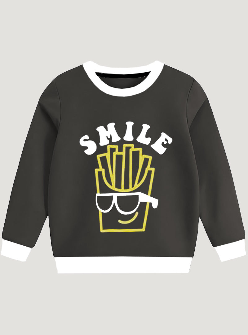 Sweatshirt - Ghraphic Printed French Fries Smile