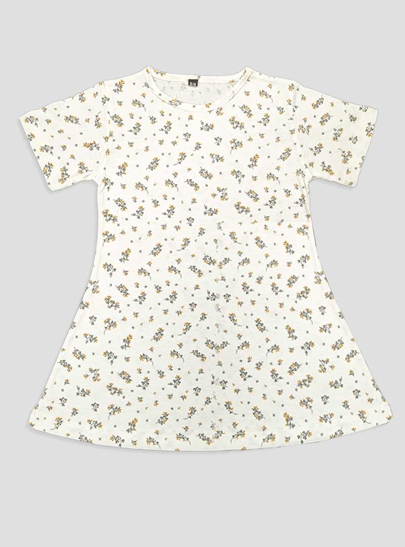 HALF SLEEVE GIRLS COTTON FROCK FLOWER PRINTED
