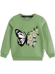 Butterfly Printed Cozy Sweatshirts For Girls