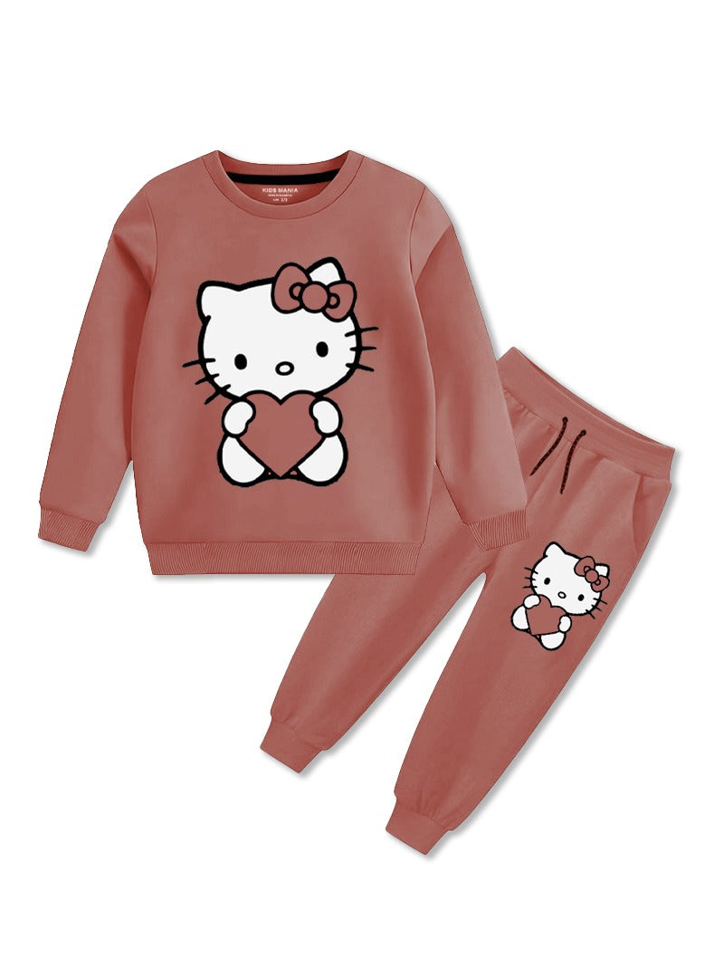 Girls Winter Tracksuit Hello Kitty Heart Print