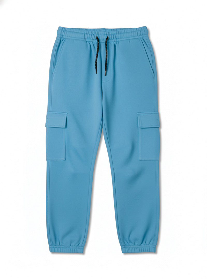 Warm Boys Blue Cargo Joggers Winter Fleece Trouser