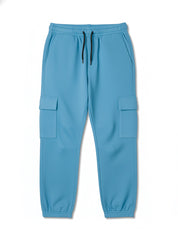 Warm Boys Blue Cargo Joggers Winter Fleece Trouser