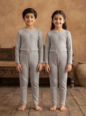 Kids Lite Grey  Ribbed Lounge Set