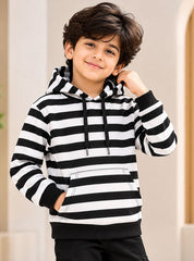Boys Hoodie Mono Stripe Essential