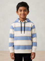 Boys Hoodie Sky Blue Contrast Stripe