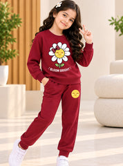 Girls Winter Set Burgundy Daisy Charm