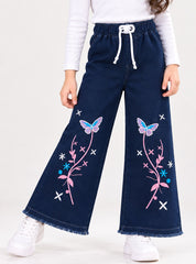 Girls Wide-Leg Jeans Pink Wings