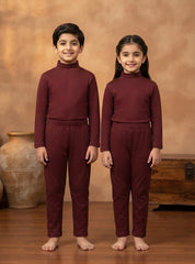 Kids Ribbed Thermal Set Maroon