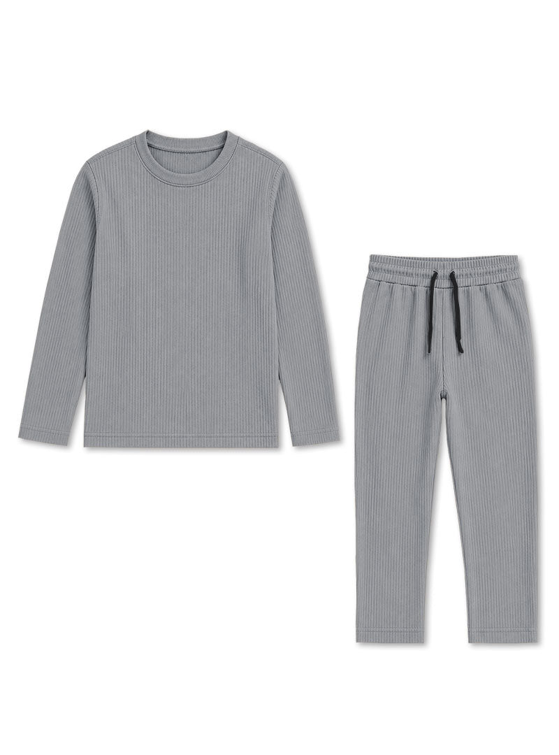 Kids Grey Ribbed Lounge Set