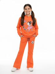 Ballerina in a Pink Heart With Flowers Flared Set For Girls