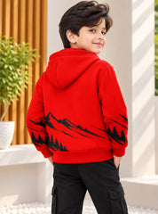 Boys Hoodie Mountain Spirit Red