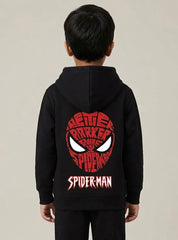 Boys Hoodie Zip-Up Web Warrior Black