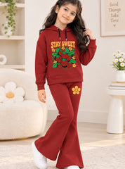 Girls Winter Hoodie Set Stay Sweet Strawberry