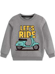 Let's Ride Crewneck Cotton Fleece Sweatshirts For Boys