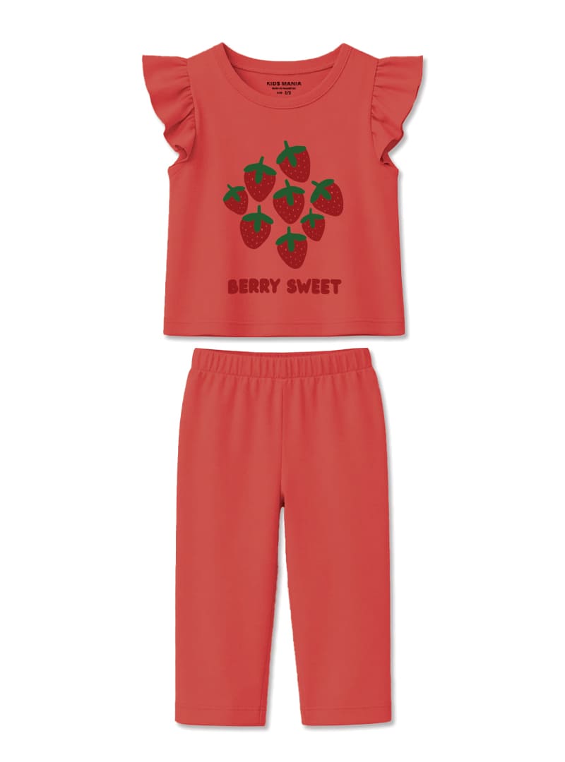 Girls Berry Sweet Frill Sleeve Set
