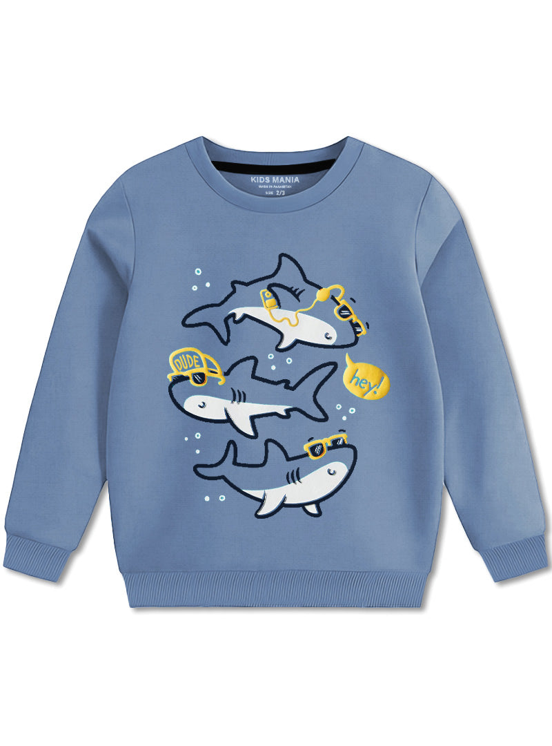 Cool Dude Shark Fleece Sweatshirts For Boys