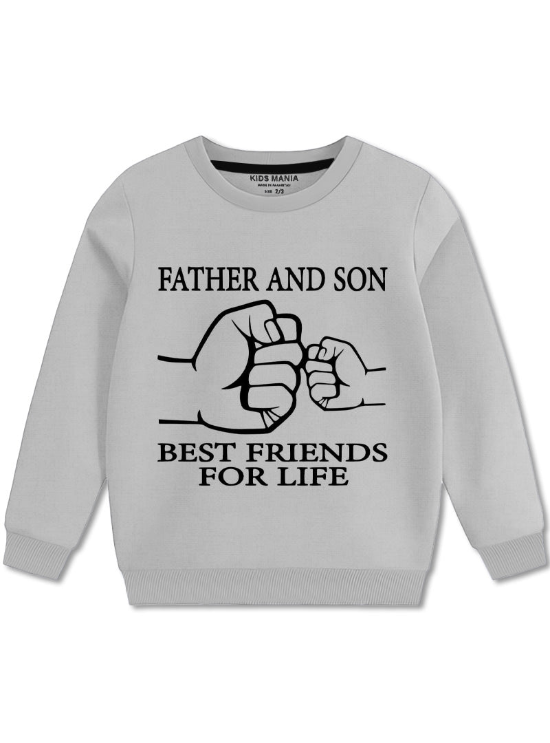 Father and Son Forever Friends Sweatshirt For Boys light Grey